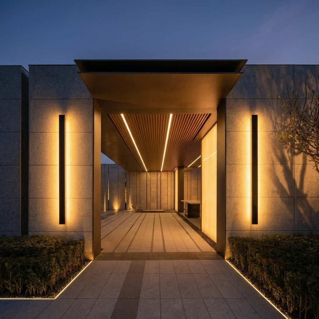 Black Linear Dimmable Outdoor Wall Light — IP65 Adjustable Colour Temperature