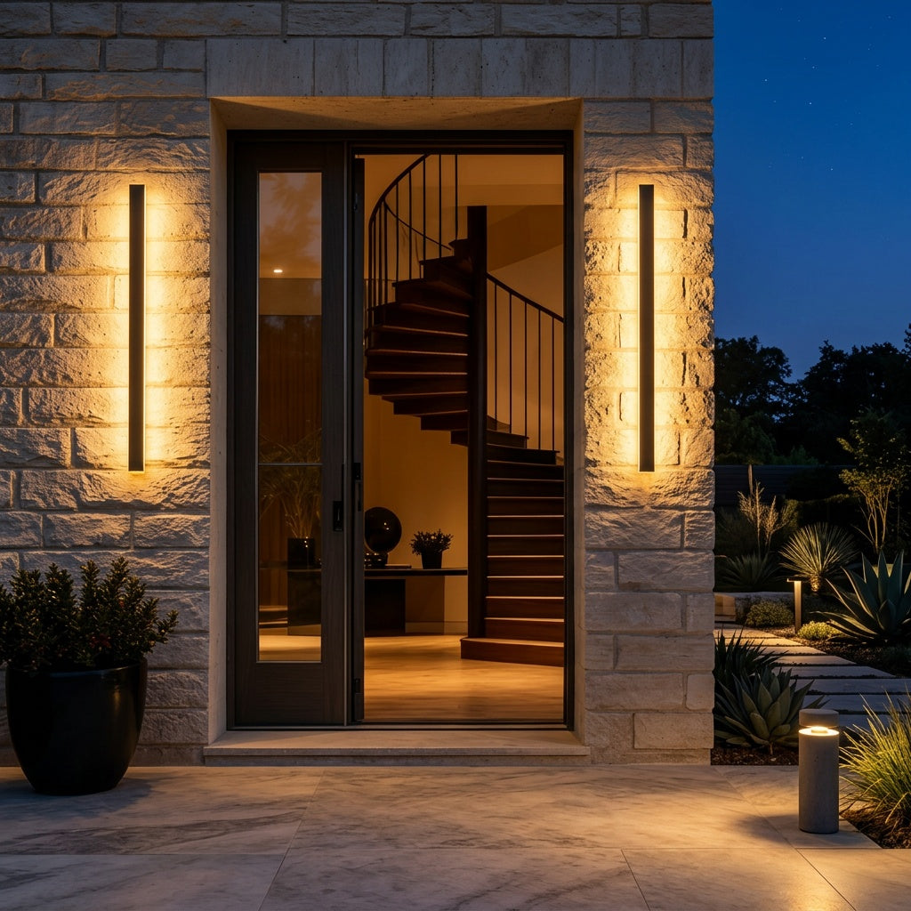 Black Linear Dimmable Outdoor Wall Light — IP65 Adjustable Colour Temperature