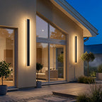 Black Linear Dimmable Outdoor Wall Light — IP65 Adjustable Colour Temperature