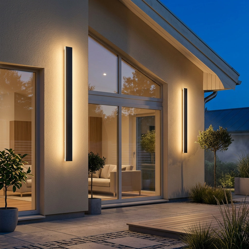 Black Linear Dimmable Outdoor Wall Light — IP65 Adjustable Colour Temperature