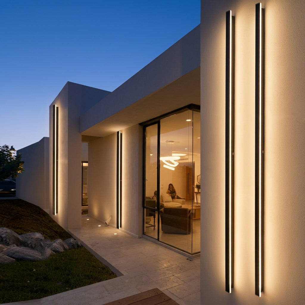 Black Linear Dimmable Outdoor Wall Light — IP65 Adjustable Colour Temperature