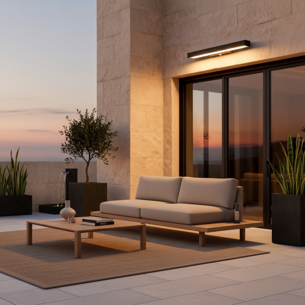 Black Linear LED Outdoor Wall Sconce — IP65 Optional Motion Sensor