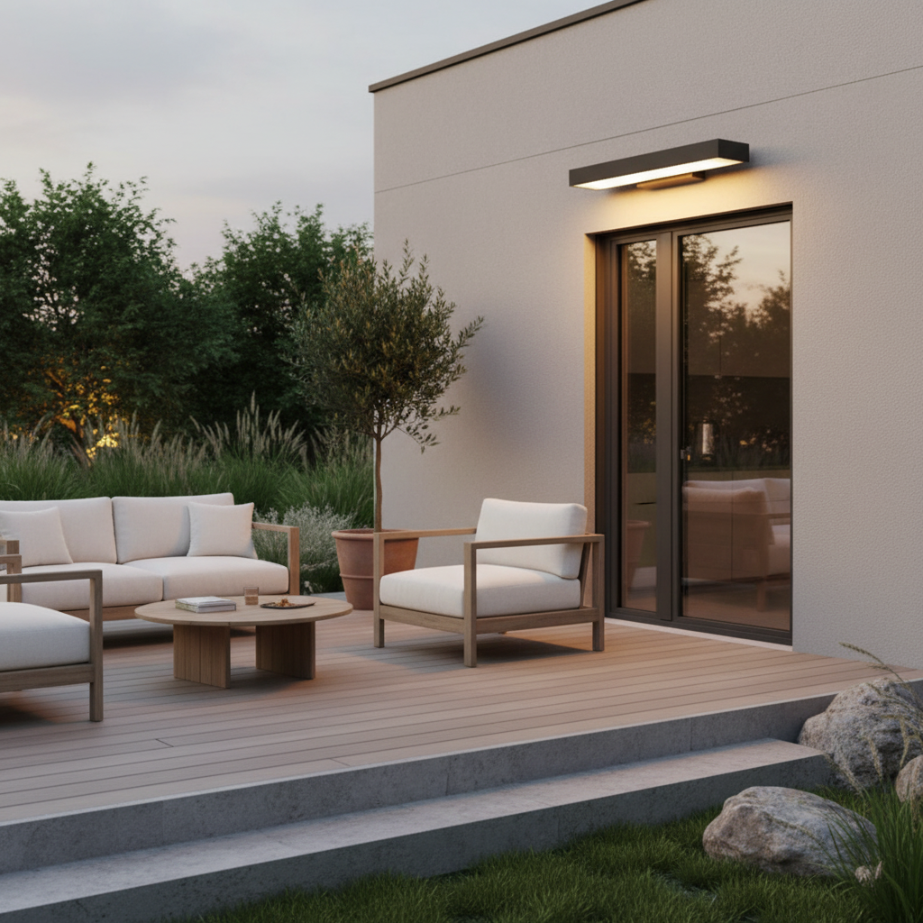 Black Linear LED Outdoor Wall Sconce — IP65 Optional Motion Sensor