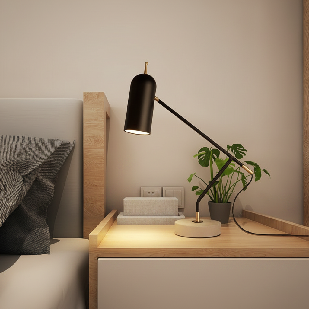 Black Marble Base Warm White 3000K Adjustable Office LED Table Lamp