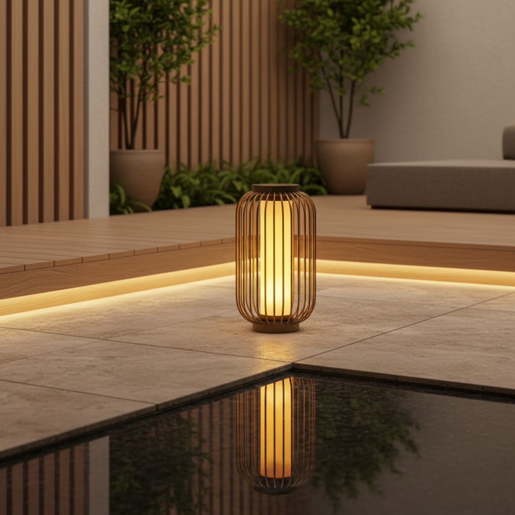 Black Metal Cage Outdoor Wall Lantern — Modern Waterproof Pathway