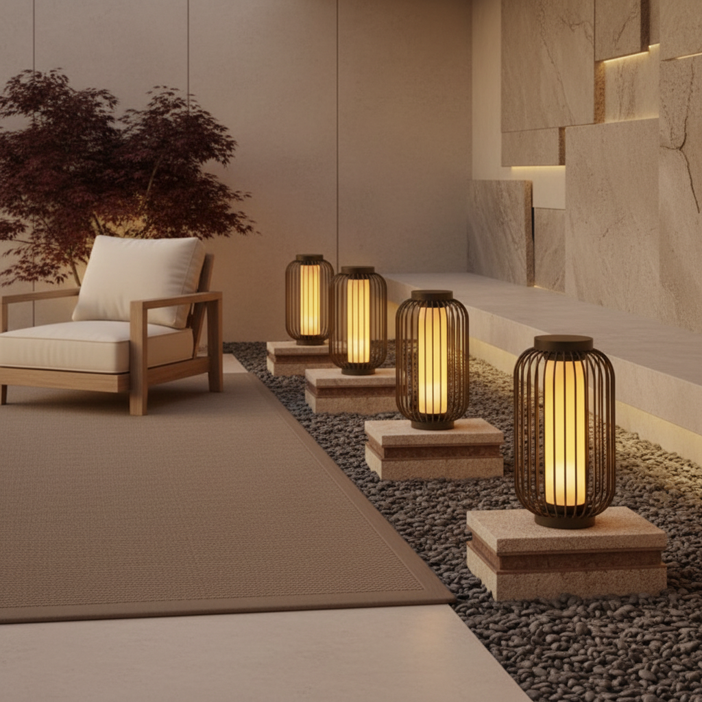 Black Metal Cage Outdoor Wall Lantern — Modern Waterproof Pathway