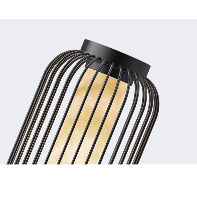 Black Metal Cage Outdoor Wall Lantern — Modern Waterproof Pathway