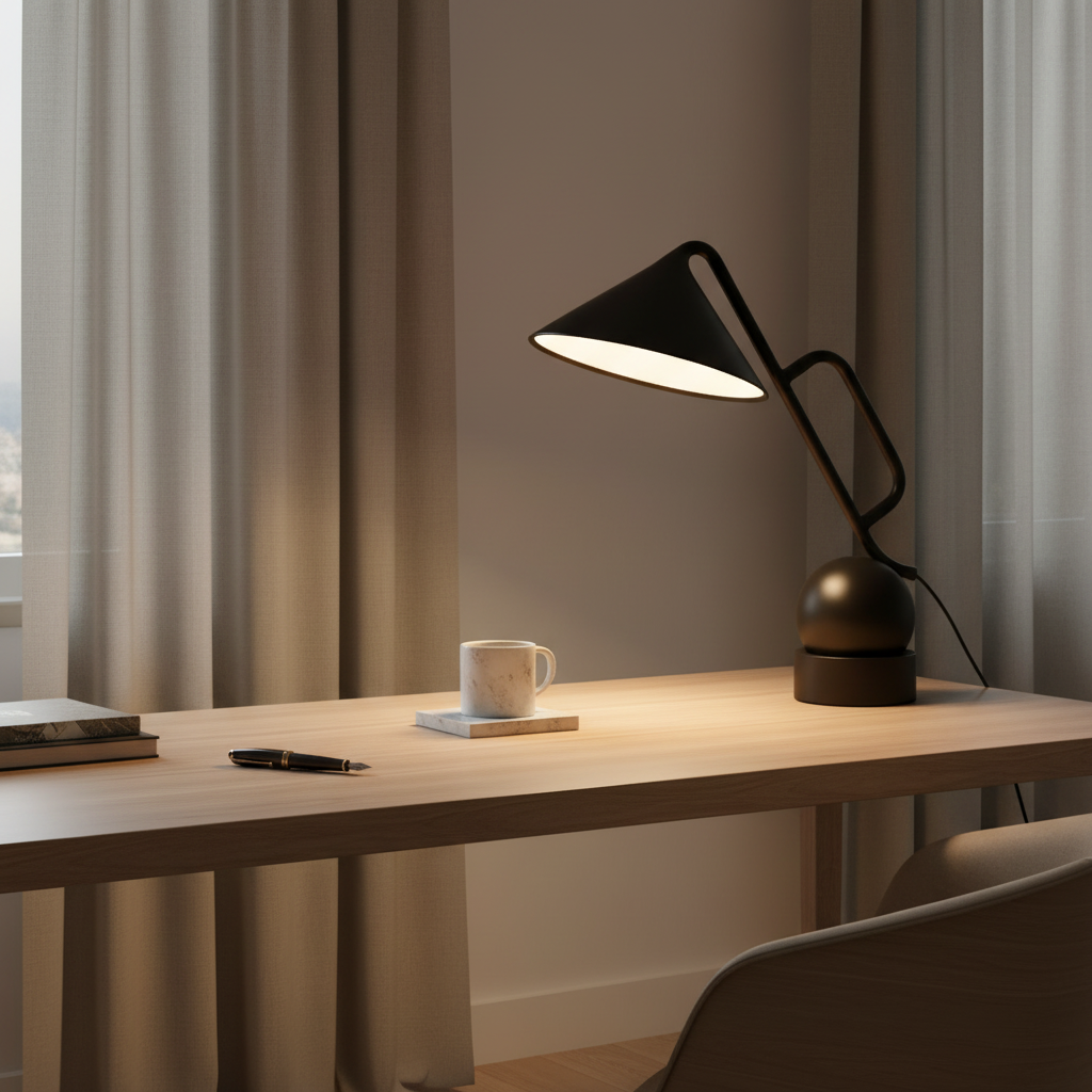 Black Metal Small Adjustable Industrial Creative Study LED Desk Lamp