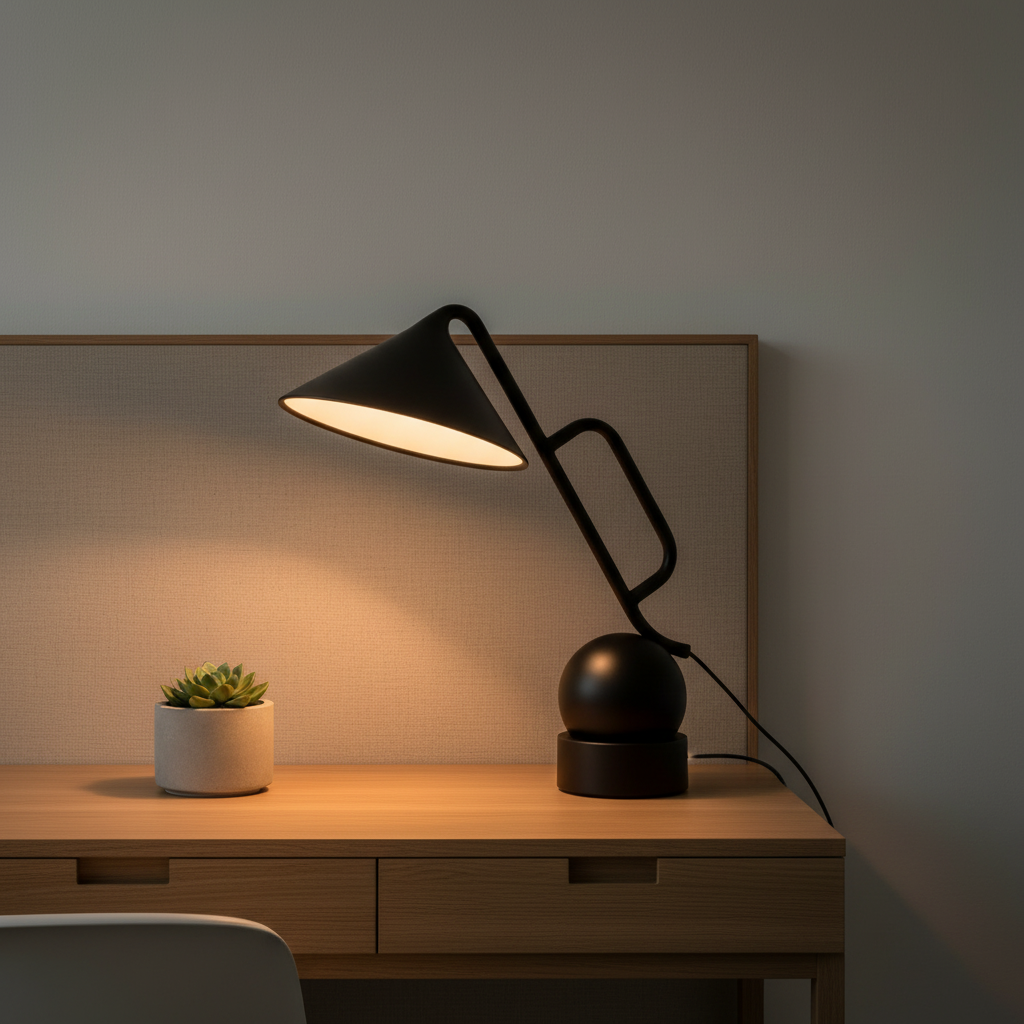 Black Metal Small Adjustable Industrial Creative Study LED Desk Lamp