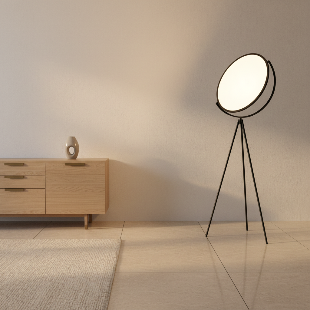 Black Metal Tripod Acrylic Shade Adjustable Modern LED Floor Lamp