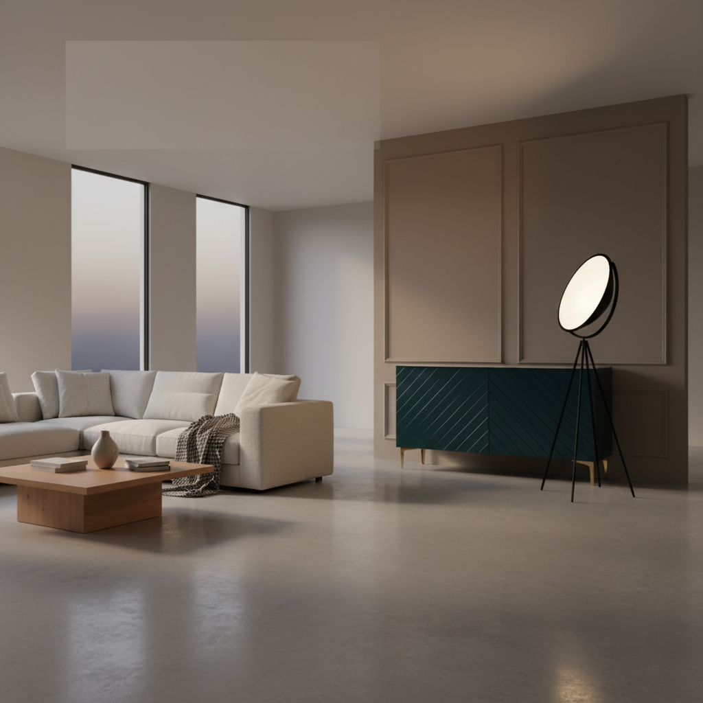 Black Metal Tripod Acrylic Shade Adjustable Modern LED Floor Lamp