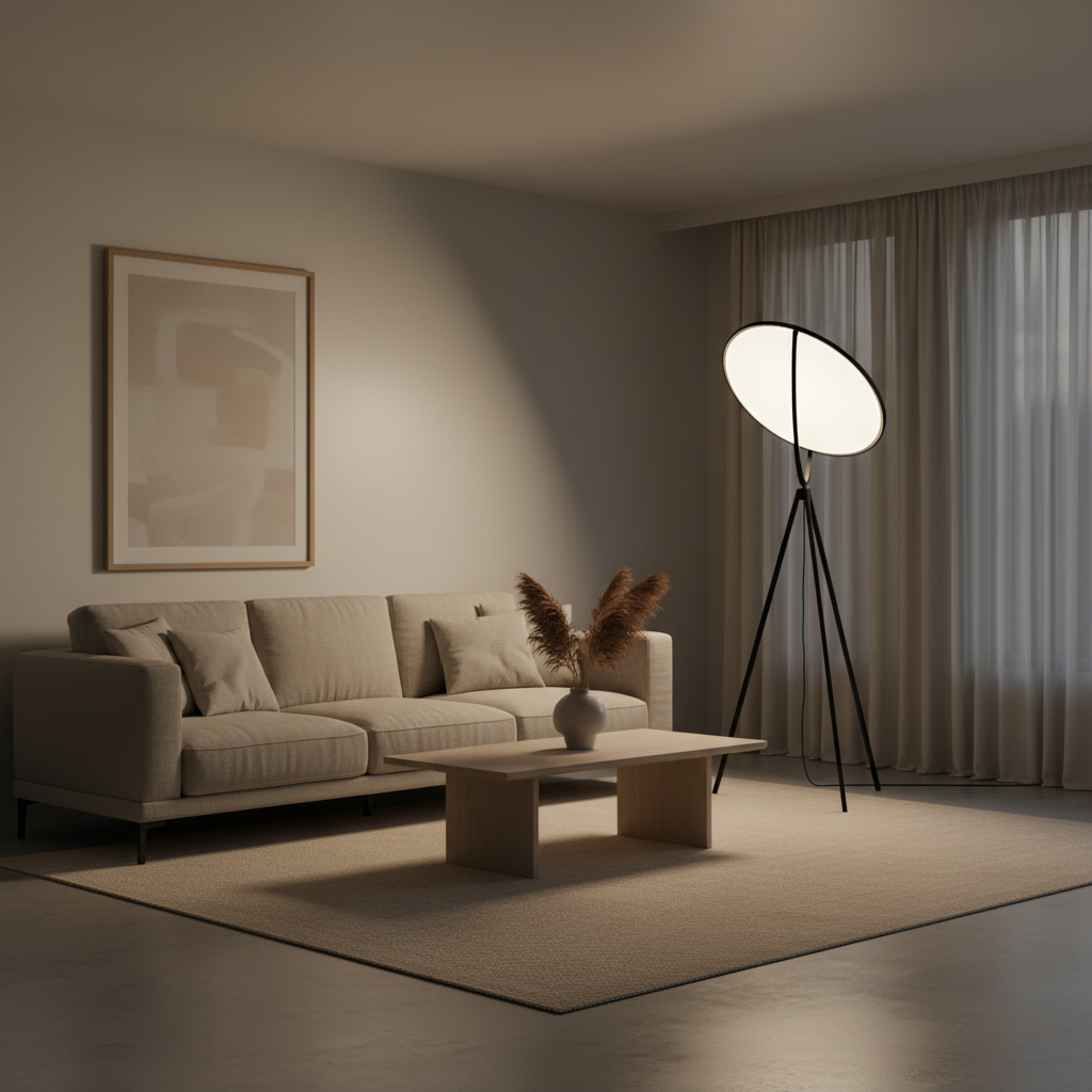 Black Metal Tripod Acrylic Shade Adjustable Modern LED Floor Lamp