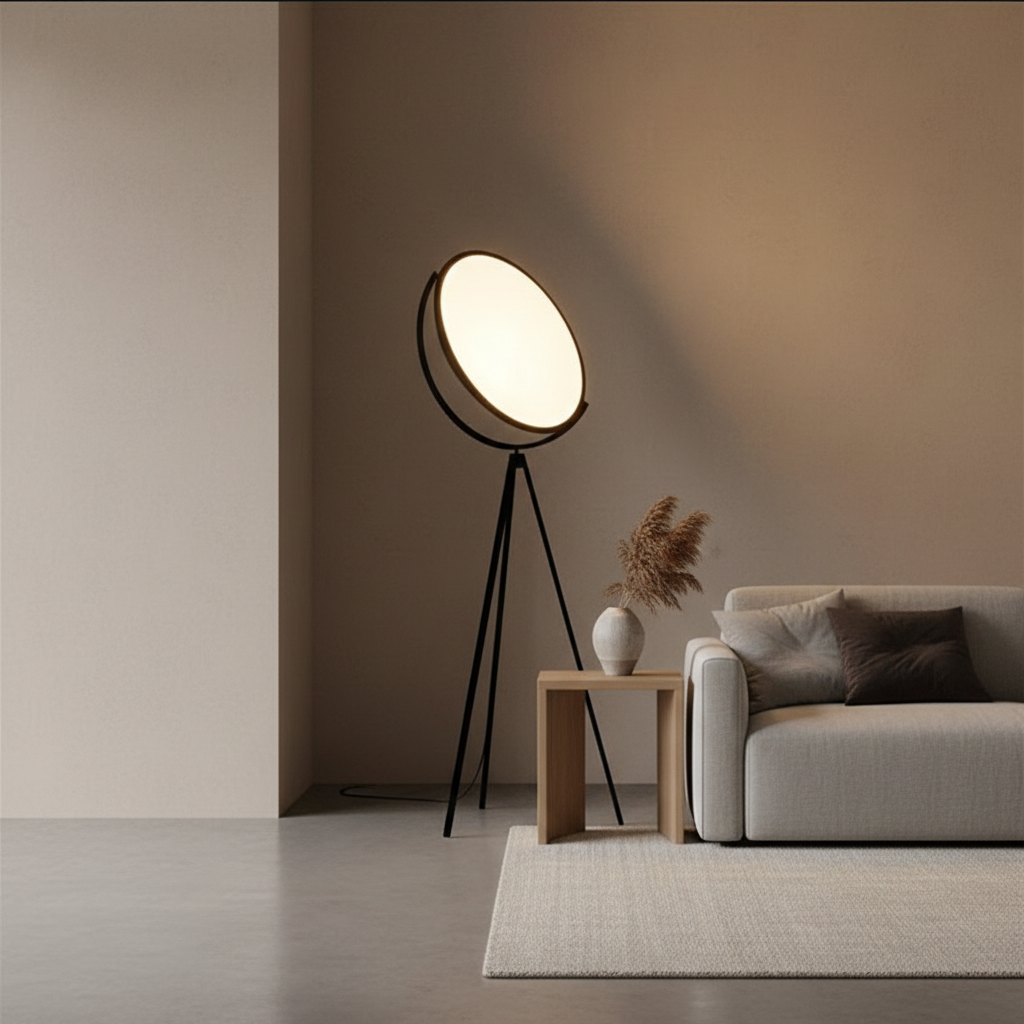 Black Metal Tripod Acrylic Shade Adjustable Modern LED Floor Lamp