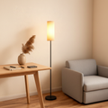 Black Minimalist Linen Shade Artistic Living Room LED Decor Floor Lamp