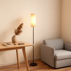 Black Minimalist Linen Shade Artistic Living Room LED Decor Floor Lamp
