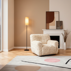 Black Minimalist Linen Shade Artistic Living Room LED Decor Floor Lamp