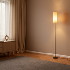Black Minimalist Linen Shade Artistic Living Room LED Decor Floor Lamp