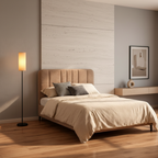 Black Minimalist Linen Shade Artistic Living Room LED Decor Floor Lamp