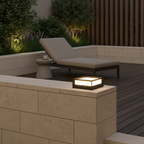 Black Modern Solar Garden Pillar Light — Warm White Weatherproof LED