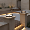 Black Modern Solar Garden Pillar Light — Warm White Weatherproof LED