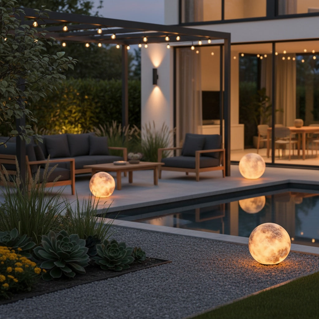 Black Moon Shape Decorative Outdoor Garden Wall Light — Waterproof LED