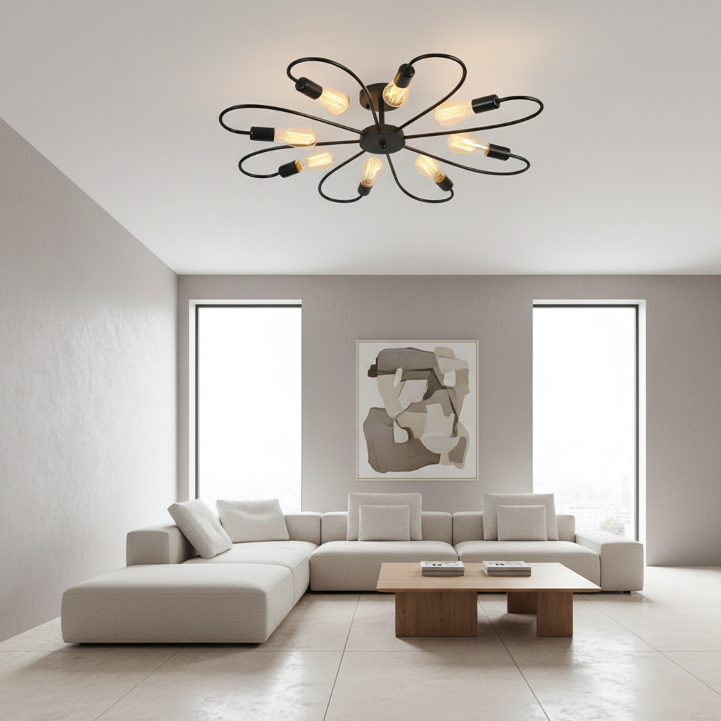 Black Nordic Flower Design 360 Illumination LED Ceiling Light
