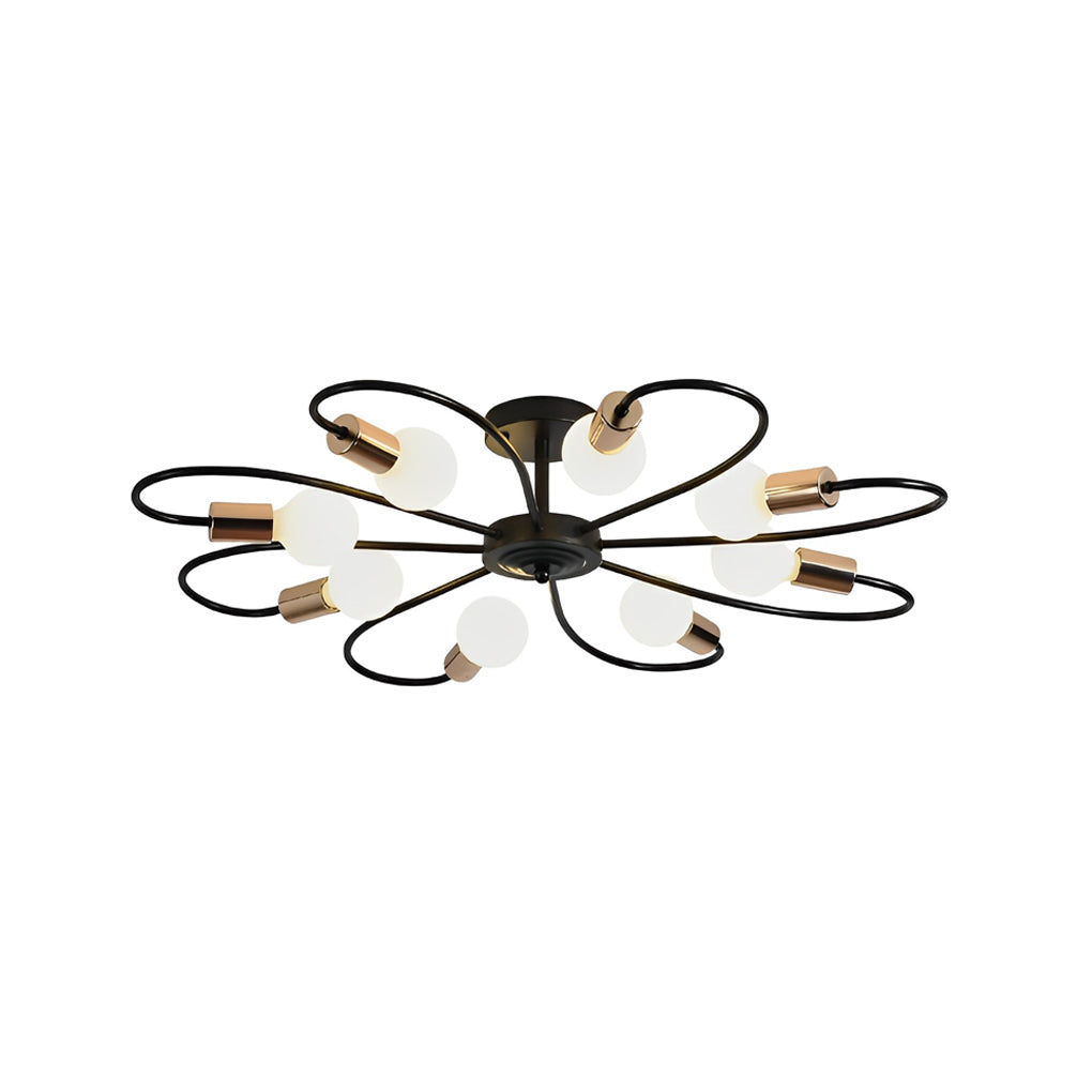 Black Nordic Flower Design 360 Illumination LED Ceiling Light