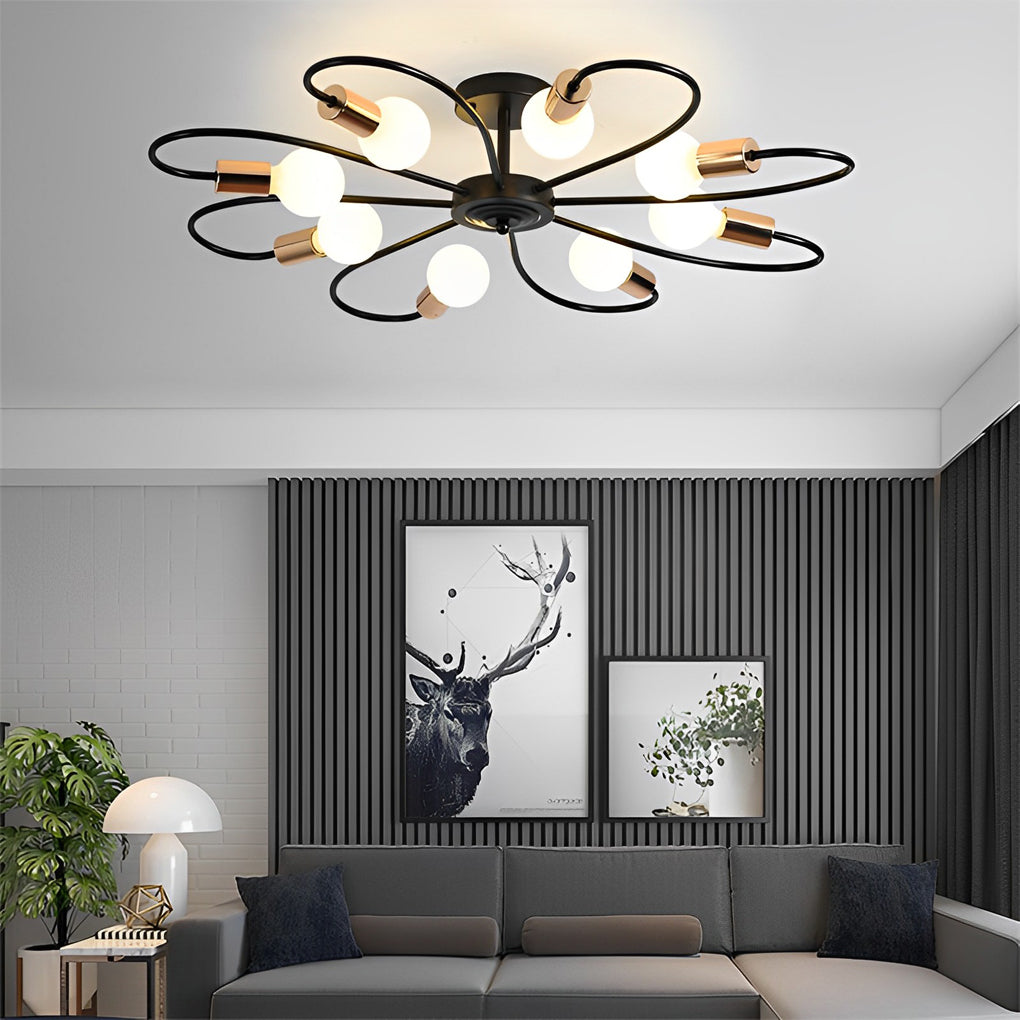 Black Nordic Flower Design 360 Illumination LED Ceiling Light