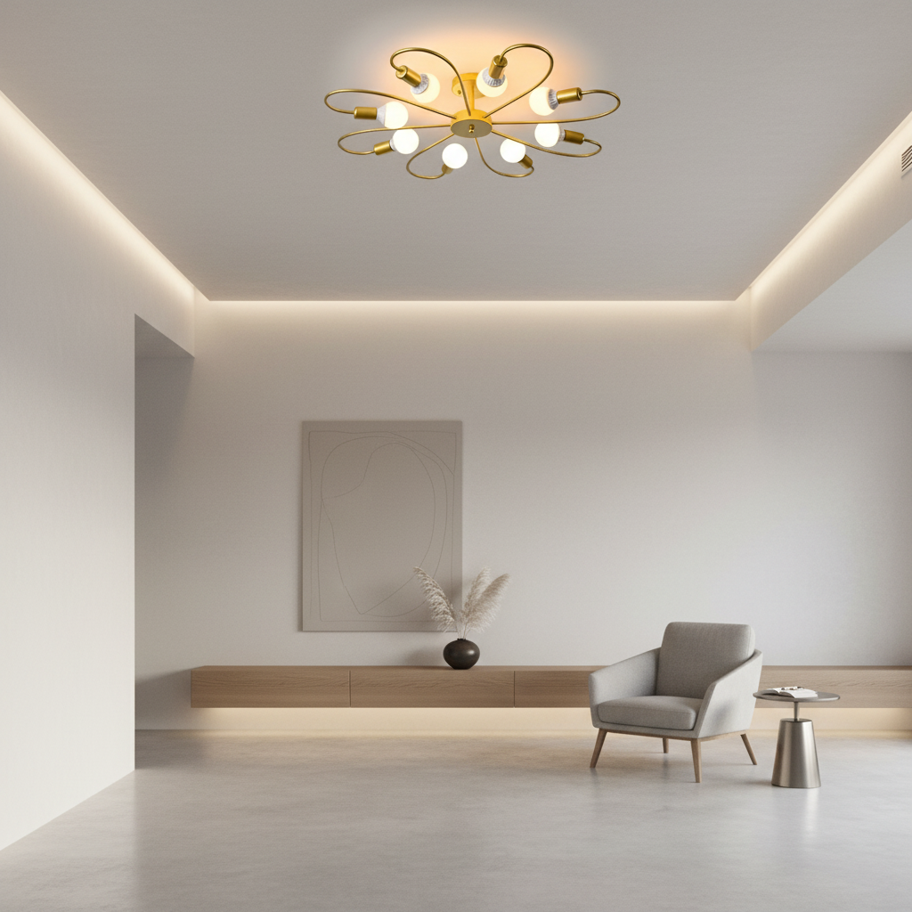 Black Nordic Flower Design 360 Illumination LED Ceiling Light