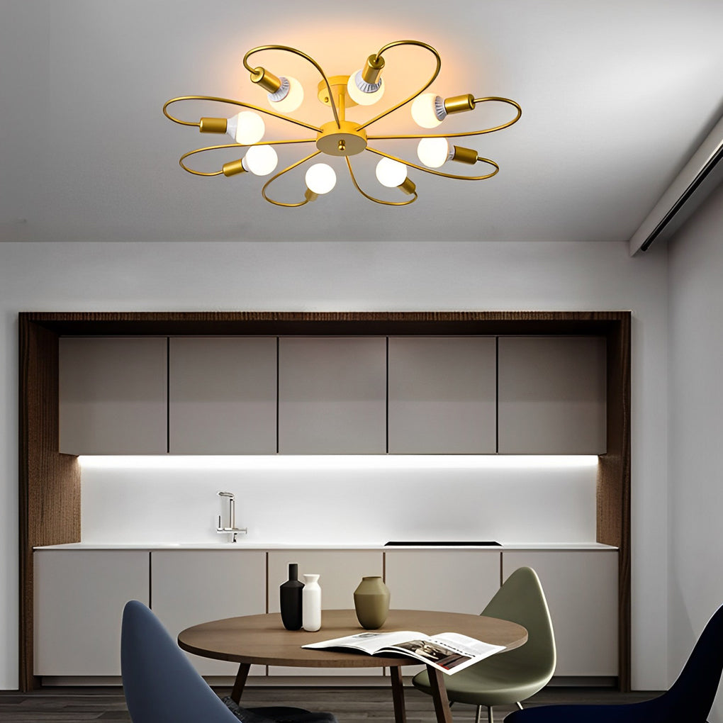 Black Nordic Flower Design 360 Illumination LED Ceiling Light