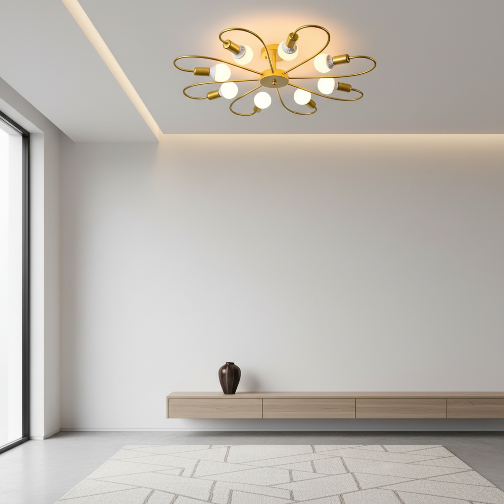 Black Nordic Flower Design 360 Illumination LED Ceiling Light