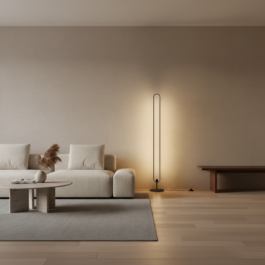 Black Oval Minimalist Living Room Bedroom LED Modern Floor Lamp