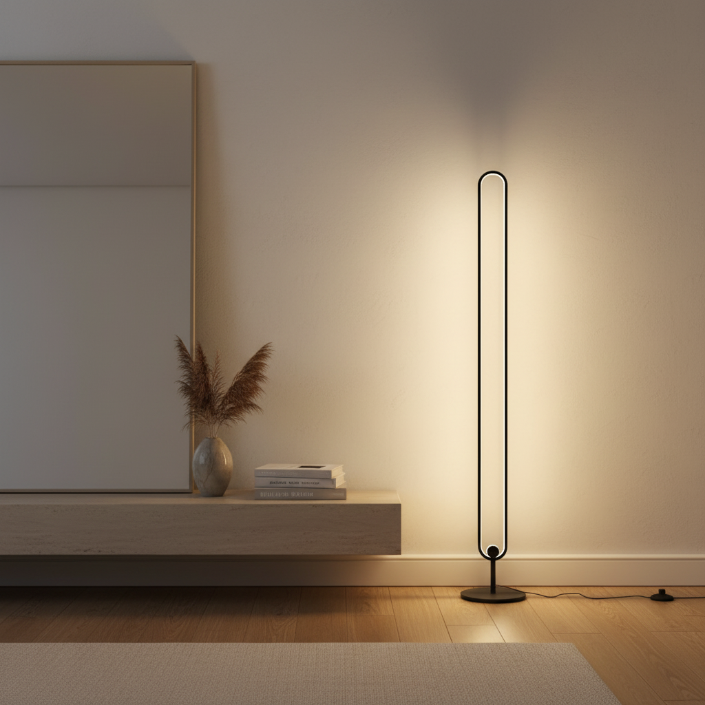 Black Oval Minimalist Living Room Bedroom LED Modern Floor Lamp