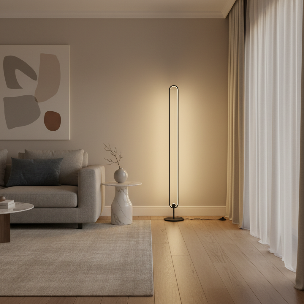 Black Oval Minimalist Living Room Bedroom LED Modern Floor Lamp