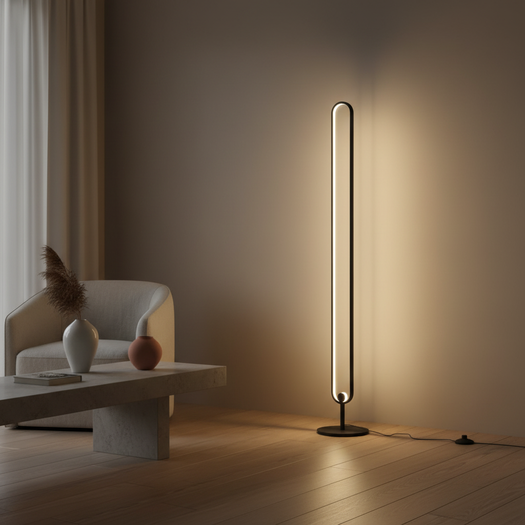 Black Oval Minimalist Living Room Bedroom LED Modern Floor Lamp