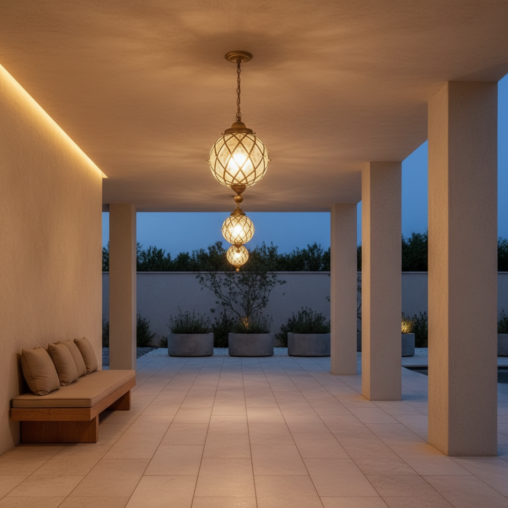 Black Retro Aluminium Globe Outdoor Pendant Light — Garden Hanging