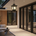 Black Retro Glass Outdoor Chandelier — Adjustable Hanging European Style
