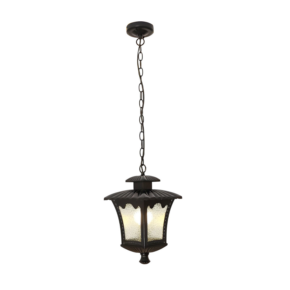 Black Retro Glass Outdoor Chandelier — Adjustable Hanging European Style