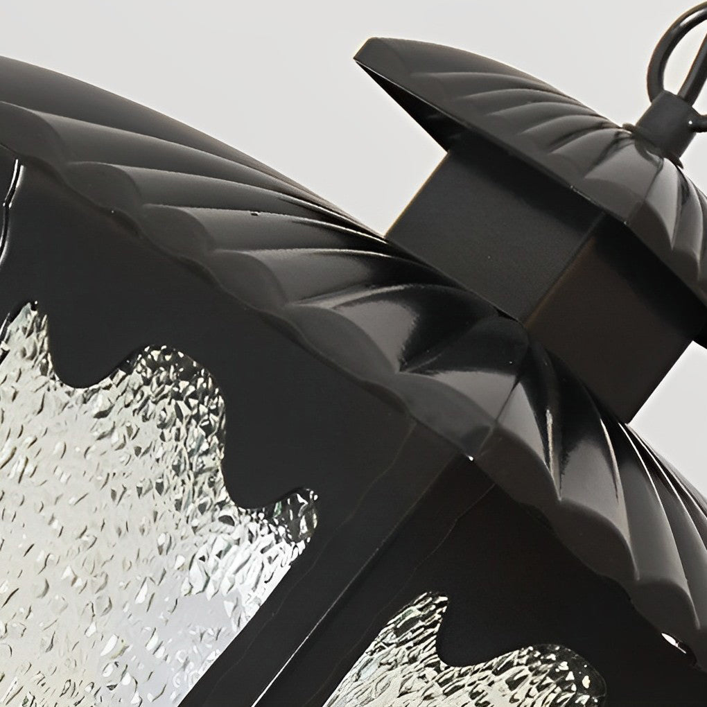 Black Retro Glass Outdoor Chandelier — Adjustable Hanging European Style