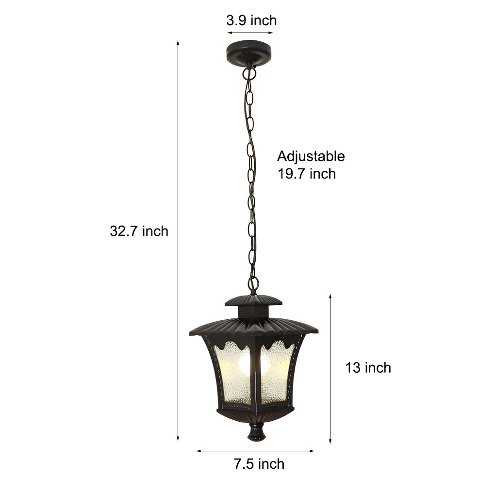 Black Retro Glass Outdoor Chandelier — Adjustable Hanging European Style