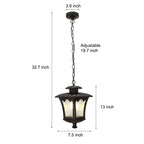 Black Retro Glass Outdoor Chandelier — Adjustable Hanging European Style