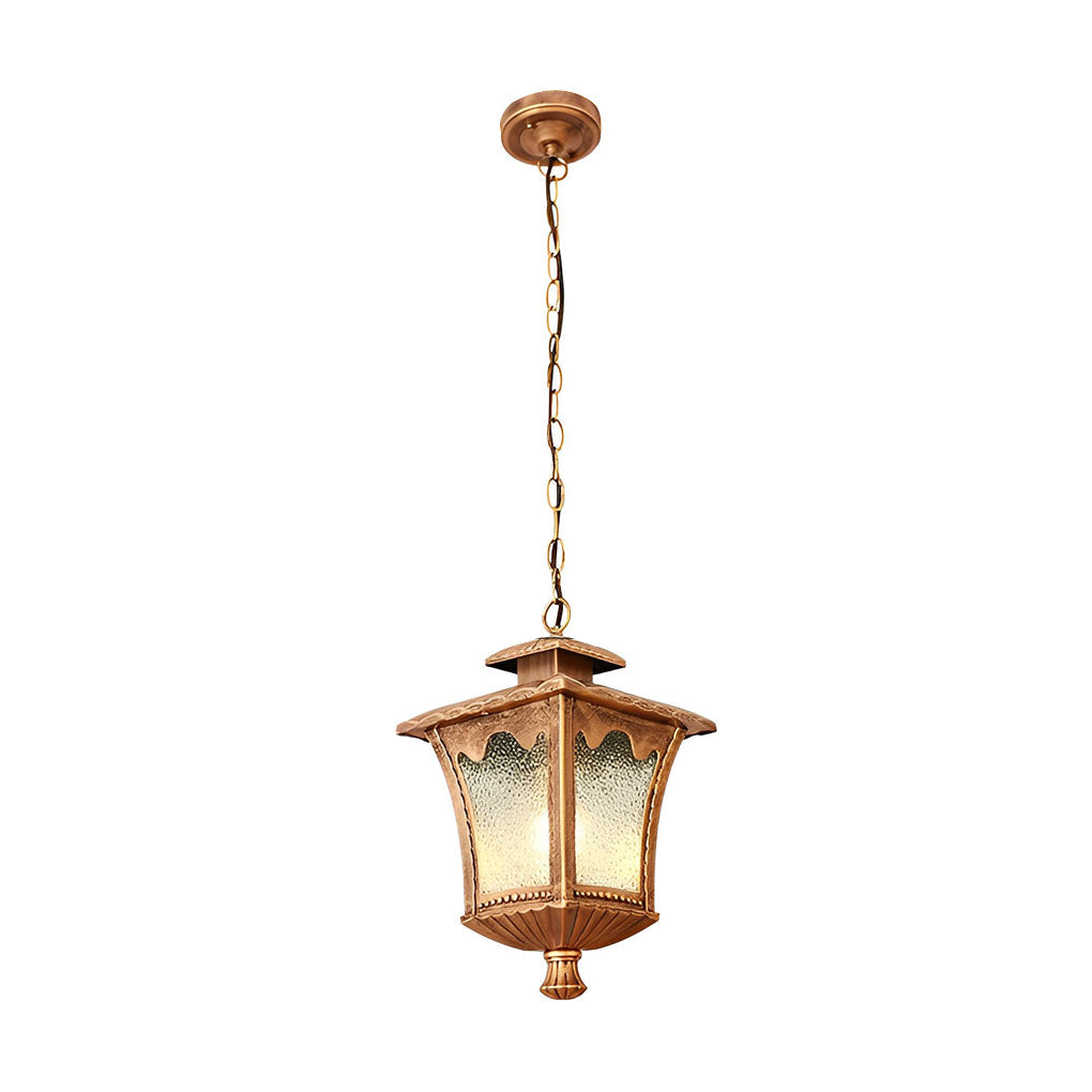 Black Retro Glass Outdoor Chandelier — Adjustable Hanging European Style