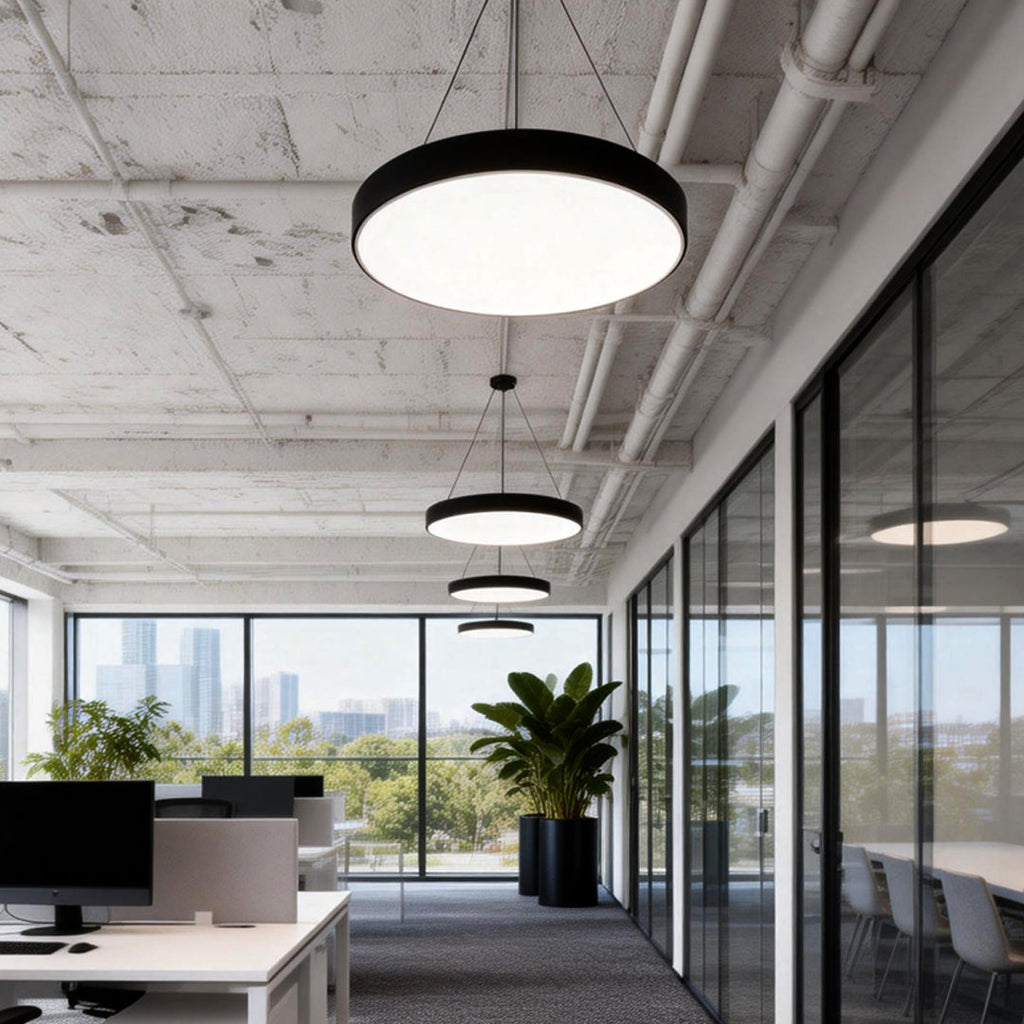 Black Round 6000K Dimmable Minimalist LED Pendant Ceiling Light