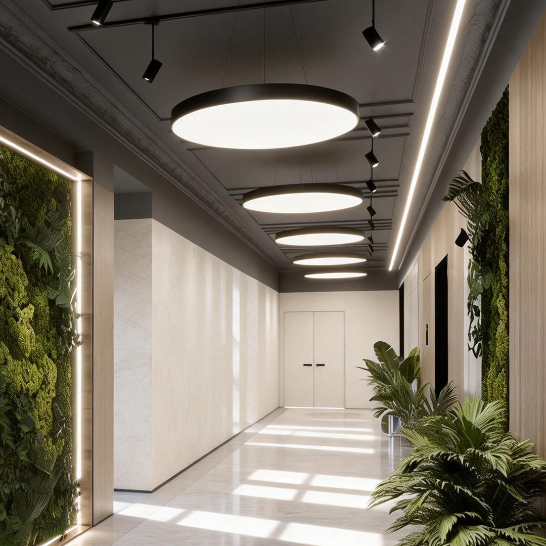 Black Round 6000K Dimmable Minimalist LED Pendant Ceiling Light