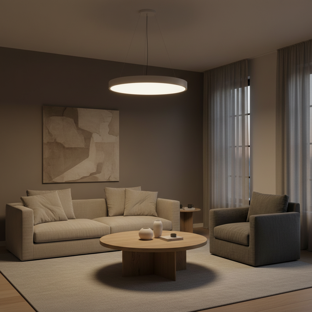 Black Round 6000K Dimmable Minimalist LED Pendant Ceiling Light