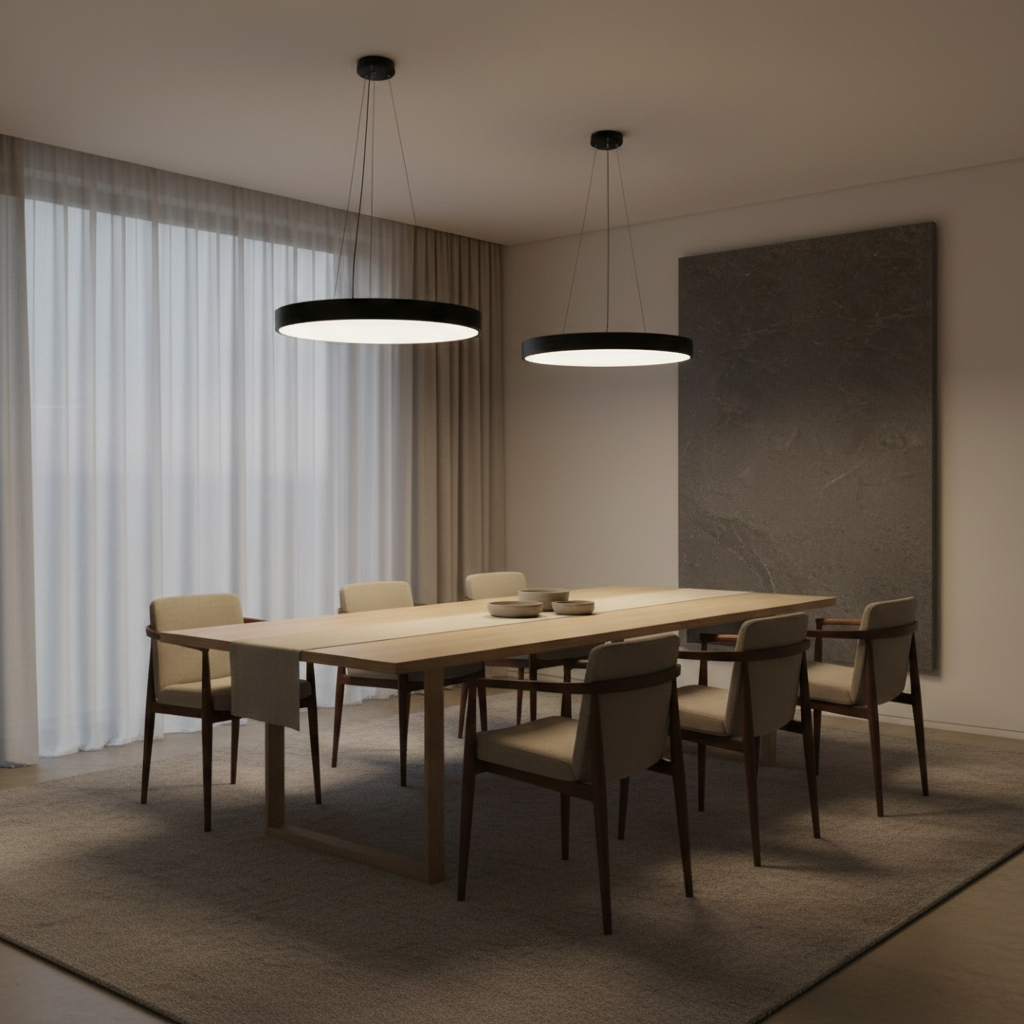 Black Round 6000K Dimmable Minimalist LED Pendant Ceiling Light