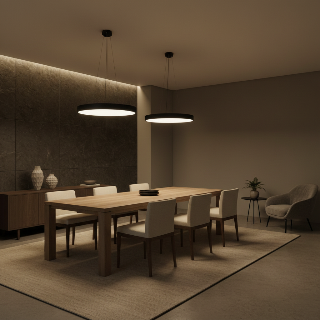 Black Round 6000K Dimmable Minimalist LED Pendant Ceiling Light