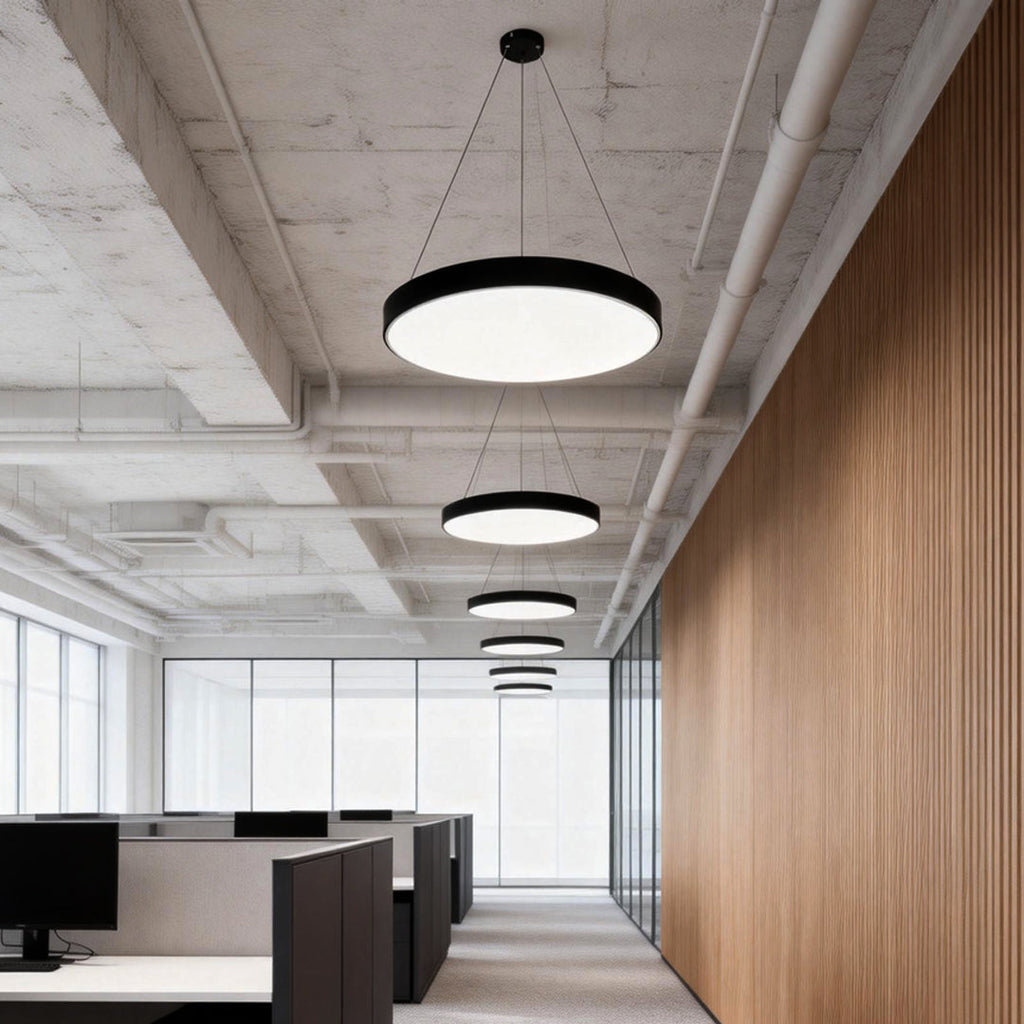 Black Round 6000K Dimmable Minimalist LED Pendant Ceiling Light