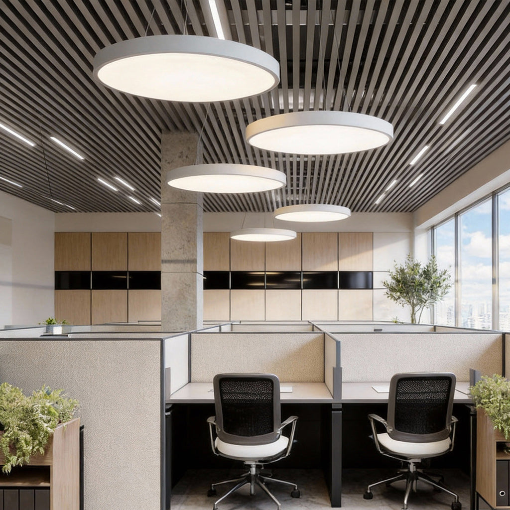 Black Round 6000K Dimmable Minimalist LED Pendant Ceiling Light
