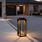 Black Solar Camping Lantern — Dusk to Dawn Dual Power Modern Design